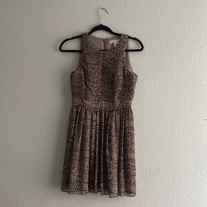 Bcbgeneration bcbg Size 0 Taupe Black Print Fit Flare Dress